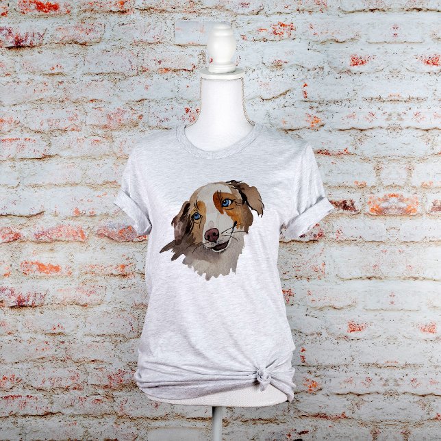 Camiseta Hermosa acuarela Blue Eyed Australian Shepherd (Subido por el creador)