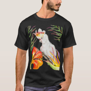 Camiseta Hermosa acuarela cacatúa dibujo a mano de loro