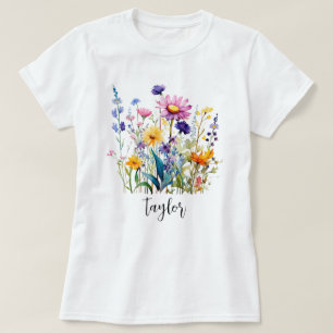 Camiseta Hermosa acuarela Jardín Botánico de Flor Silvestre