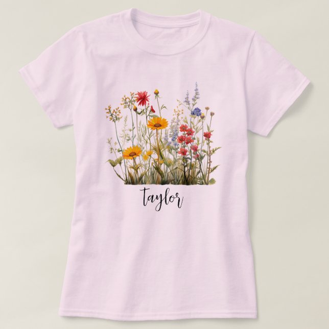 Camiseta Hermosa acuarela Jardín Botánico de Flor Silvestre (Diseño del anverso)