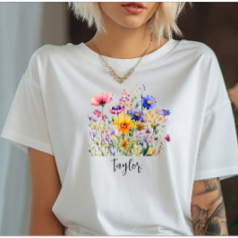 Camiseta Hermosa acuarela Jardín Botánico de Flor Silvestre