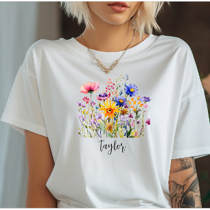 Camiseta Hermosa acuarela Jardín Botánico de Flor Silvestre