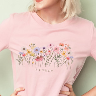 Camiseta Hermosa acuarela Jardín Botánico de Flor Silvestre