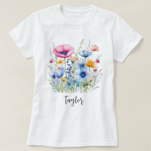 Camiseta Hermosa acuarela Jardín Botánico de Flor Silvestre