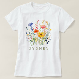 Camiseta Hermosa acuarela Jardín Botánico de Flor Silvestre