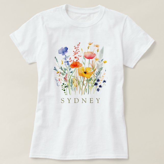 Camiseta Hermosa acuarela Jardín Botánico de Flor Silvestre (Diseño del anverso)
