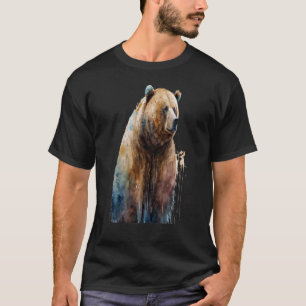 Camiseta Hermosa acuarela Retrato de oso pardo