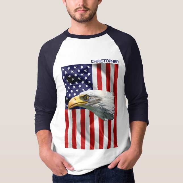 Camiseta Hermosa águila americana, bandera de los Estados U (Anverso)