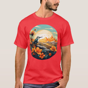 Camiseta Hermosa Ave Y Naranja Buenos Días Vintage Sunrise