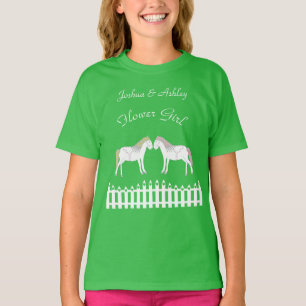 Camiseta Hermosa Boda blanca Caballos Personalizado Flor