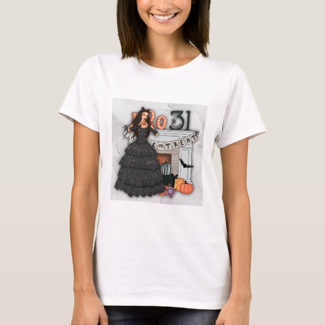 Camiseta Hermosa bruja de Halloween (Anverso)