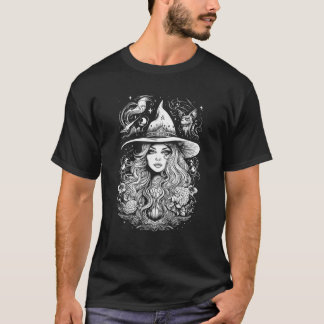Camiseta Hermosa bruja oculta Gothic Witch Shirt Hallowee