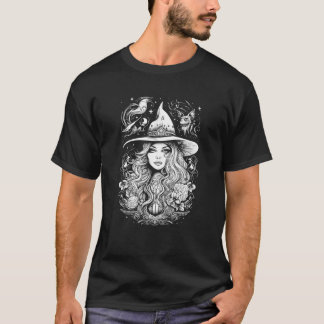 Camiseta Hermosa bruja oculta Gothic Witch Shirt Hallowee