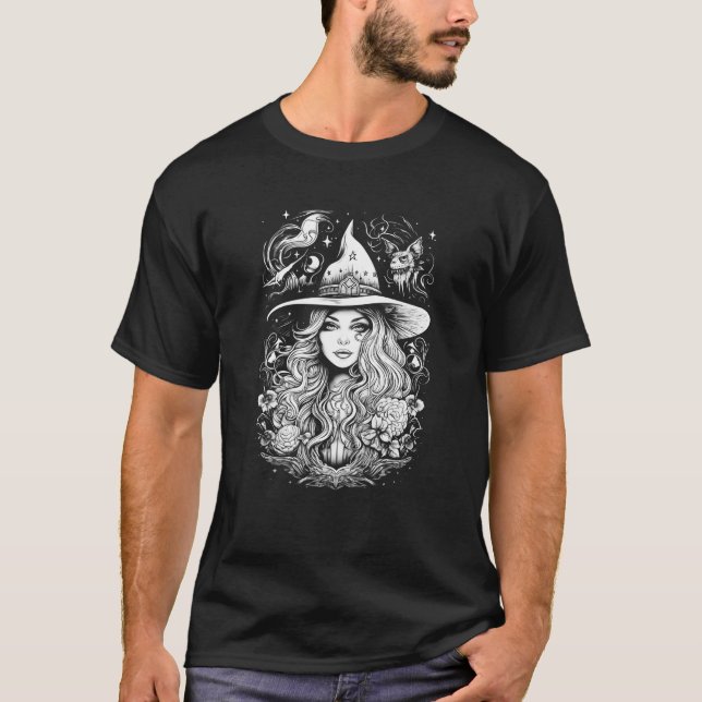 Camiseta Hermosa bruja oculta Gothic Witch Shirt Hallowee (Anverso)