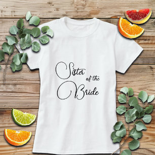 Camiseta Hermosa Caligrafía Hermana de la Novia Nupcial