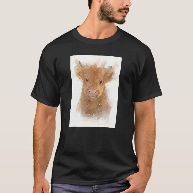 Camiseta Hermosa campiña de la granja Highland Cow Calf (Anverso)