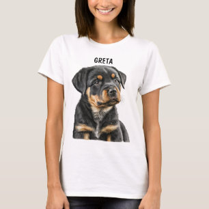 CAMISETA HERMOSA CARA DE PERRO ROTTWEILER NEGRO Y TÁN