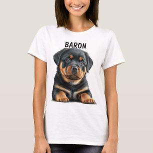 CAMISETA HERMOSA CARA DE PERRO ROTTWEILER NEGRO Y TÁN