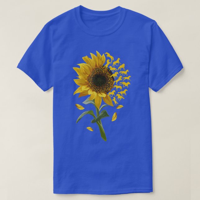 Camiseta Hermosa Carreras de Caballo de Girasol Flor Ecuest (Diseño del anverso)