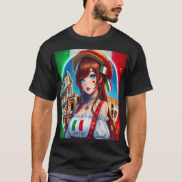 CAMISETA HERMOSA CHICA ANIME EN EL COLISEO DE ROMA, ITALIA