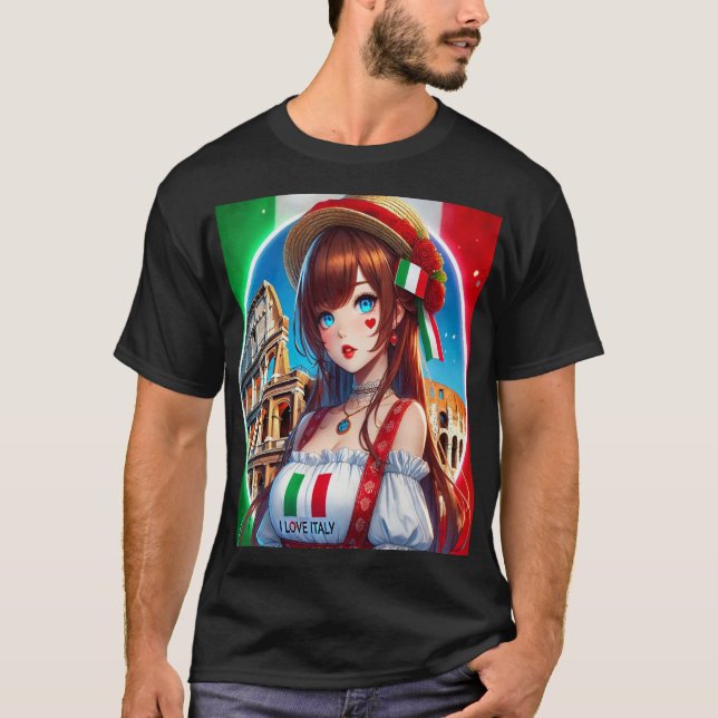 CAMISETA HERMOSA CHICA ANIME EN EL COLISEO DE ROMA, ITALIA (Anverso)