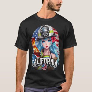 CAMISETA HERMOSA CHICA ANIME EN SOLIDARIDAD CON LOS ANGELES