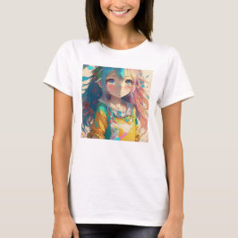 Camiseta Hermosa chica de anime colorida