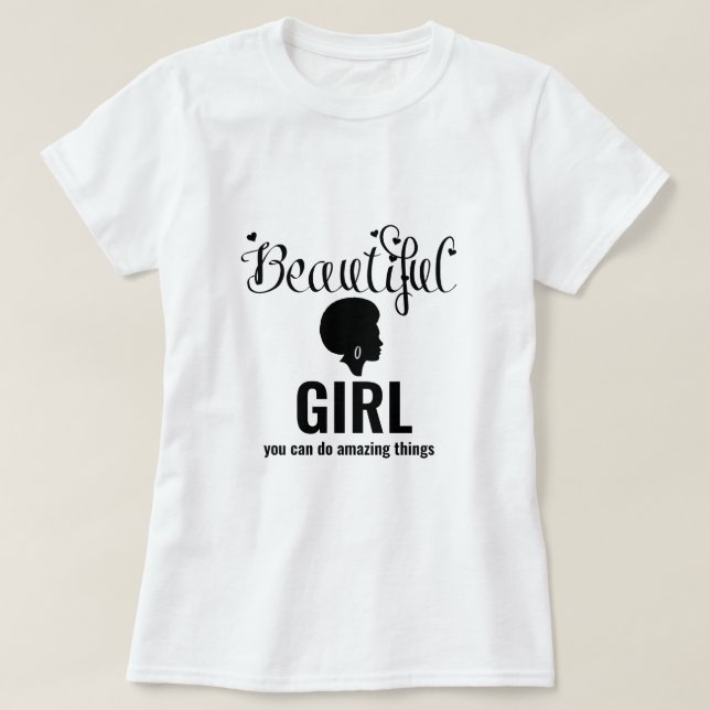Camiseta Hermosa Chica Inspiradora afro-camiseta (Diseño del anverso)
