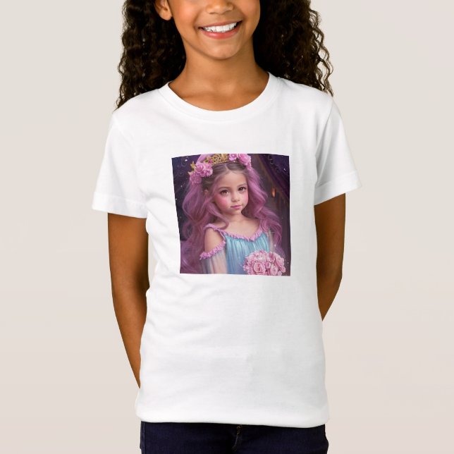 Camiseta Hermosa Chica personalizada con flores rosas (Anverso)