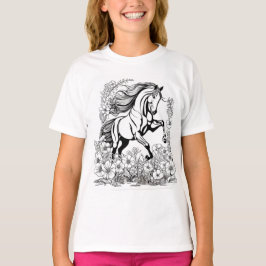 Camiseta Hermosa cría de caballos y flores pinta a