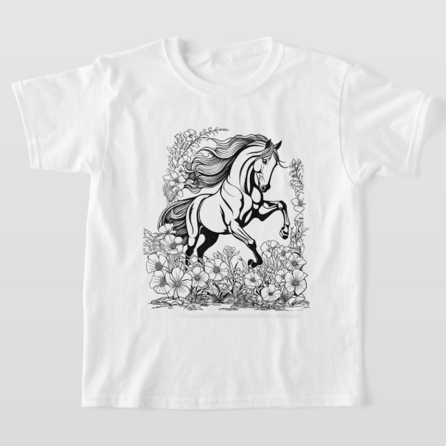 Camiseta Hermosa cría de caballos y flores pinta a (Distribución)