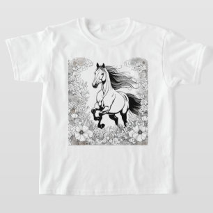Camiseta Hermosa cría de caballos y flores pinta a