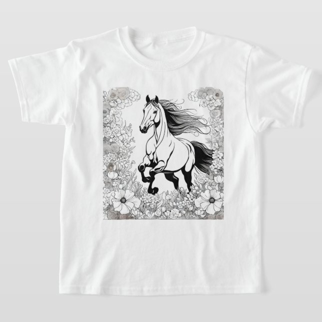 Camiseta Hermosa cría de caballos y flores pinta a (Distribución)