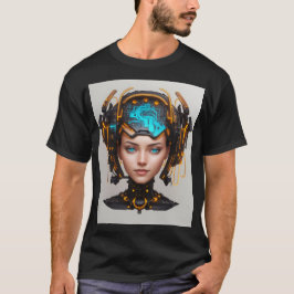 Camiseta Hermosa Cyborg Head con circuitos