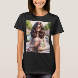 Camiseta Hermosa dama con el pelo ondulado 2