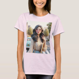 Camiseta Hermosa dama con el pelo ondulado 3