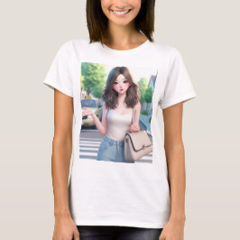 Camiseta Hermosa dama con el pelo ondulado 4