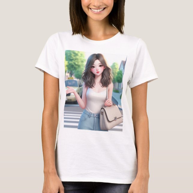 Camiseta Hermosa dama con el pelo ondulado 4 (Anverso)