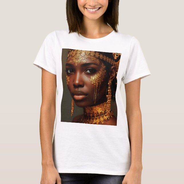 Camiseta Hermosa Diosa Nubia en Oro (Anverso)