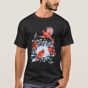 Camiseta Hermosa Escena De Invierno Del Cardenal Rojo Birds