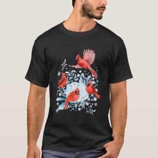 Camiseta Hermosa escena de invierno del Cardenal Rojo Birds