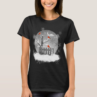Camiseta Hermosa escena de invierno del Cardenal Rojo Birds