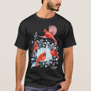 Camiseta Hermosa escena de invierno del Cardenal Rojo Birds