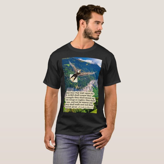 Camiseta Hermosa Escritura de Águila Isaías 40:31 (Anverso completo)