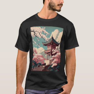 Camiseta Hermosa flor de cerezo Sakura en santuario japonés