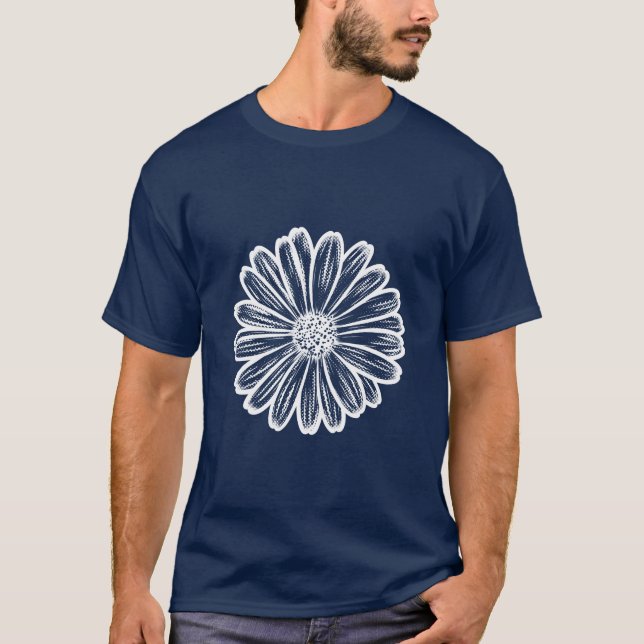 Camiseta Hermosa flor de margarita, Ilustracion de semitono (Anverso)