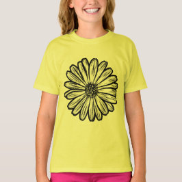 Camiseta Hermosa flor de margarita, Ilustracion de semitono