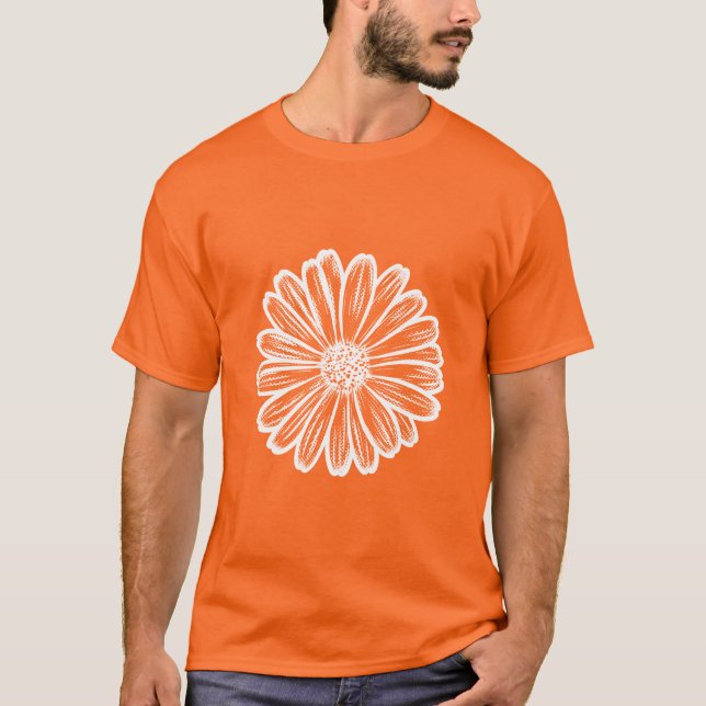 Camiseta Hermosa flor de margarita, Ilustracion de semitono (Anverso)