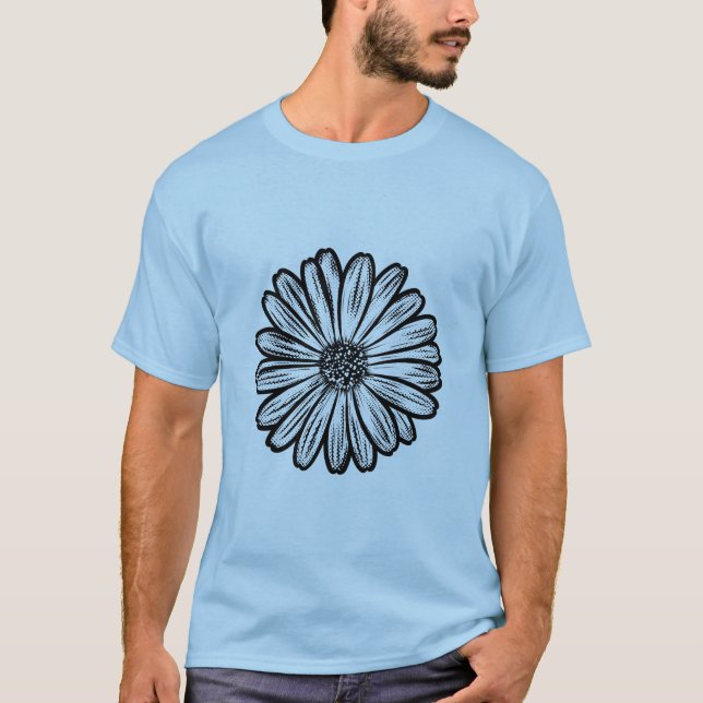 Camiseta Hermosa flor de margarita, Ilustracion de semitono (Anverso)
