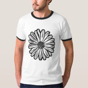 Camiseta Hermosa flor de margarita, Ilustracion de semitono
